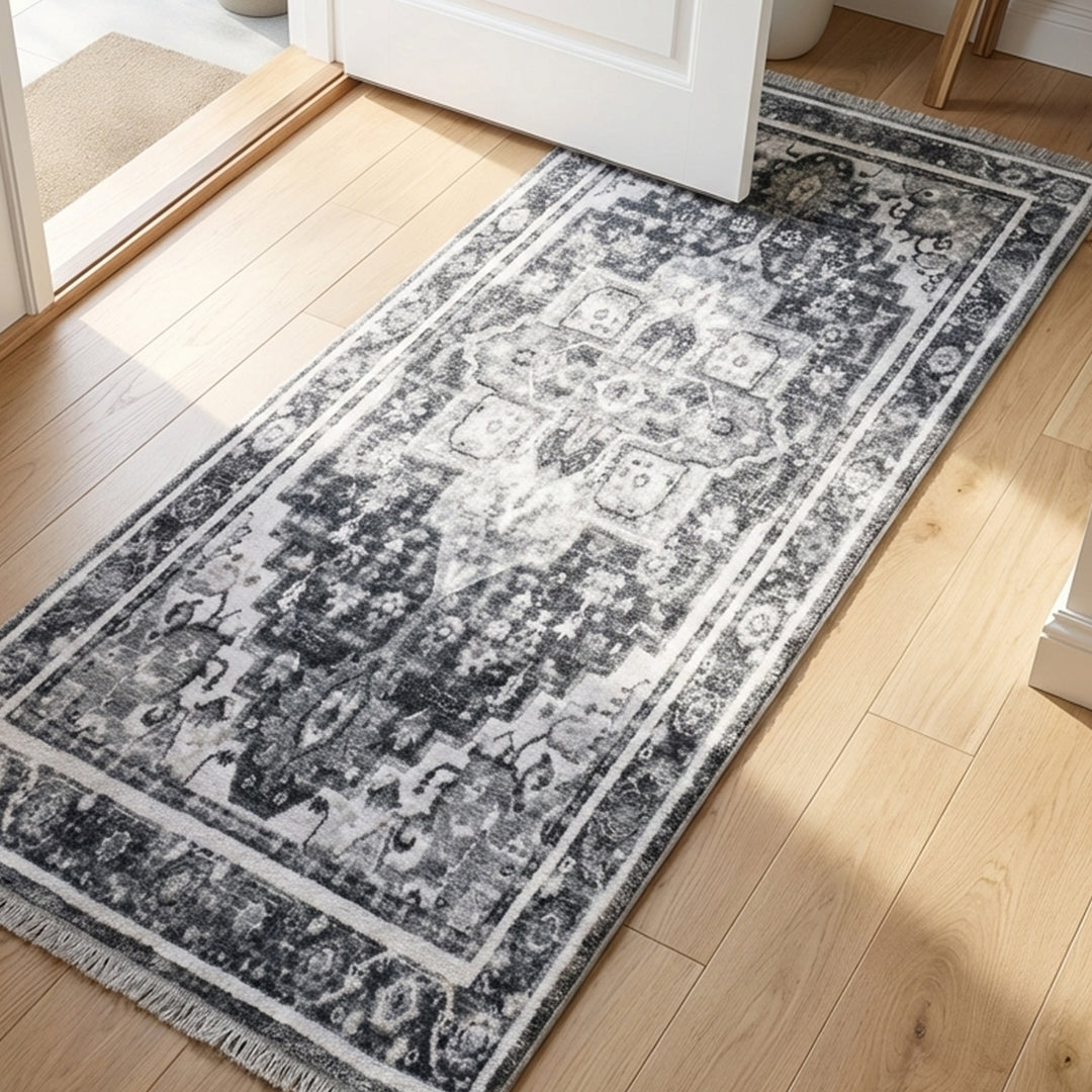 Muddy Carpet Onyx Washable Area Rugs for Living Room, Bedroom & Dining Room – Modern Soft Low Pile Non Slip Carpet – Pet Friendly Waterproof Foldable Rugs for Home