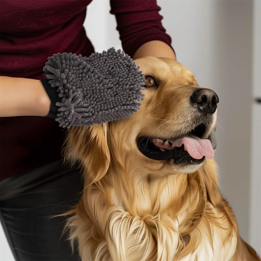 Muddymats® Mitt – The Ultra-Soft Chenille Glove That Dries and Soothes Your Pet in One Stroke