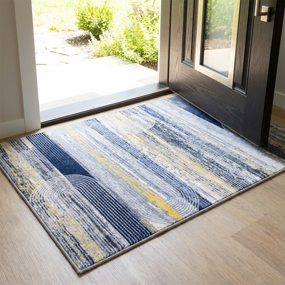 Muddy Carpet Horizon Washable Area Rugs for Living Room, Bedroom & Dining Room – Modern Soft Low Pile Non Slip Carpet – Pet Friendly Waterproof Foldable Rugs for Home