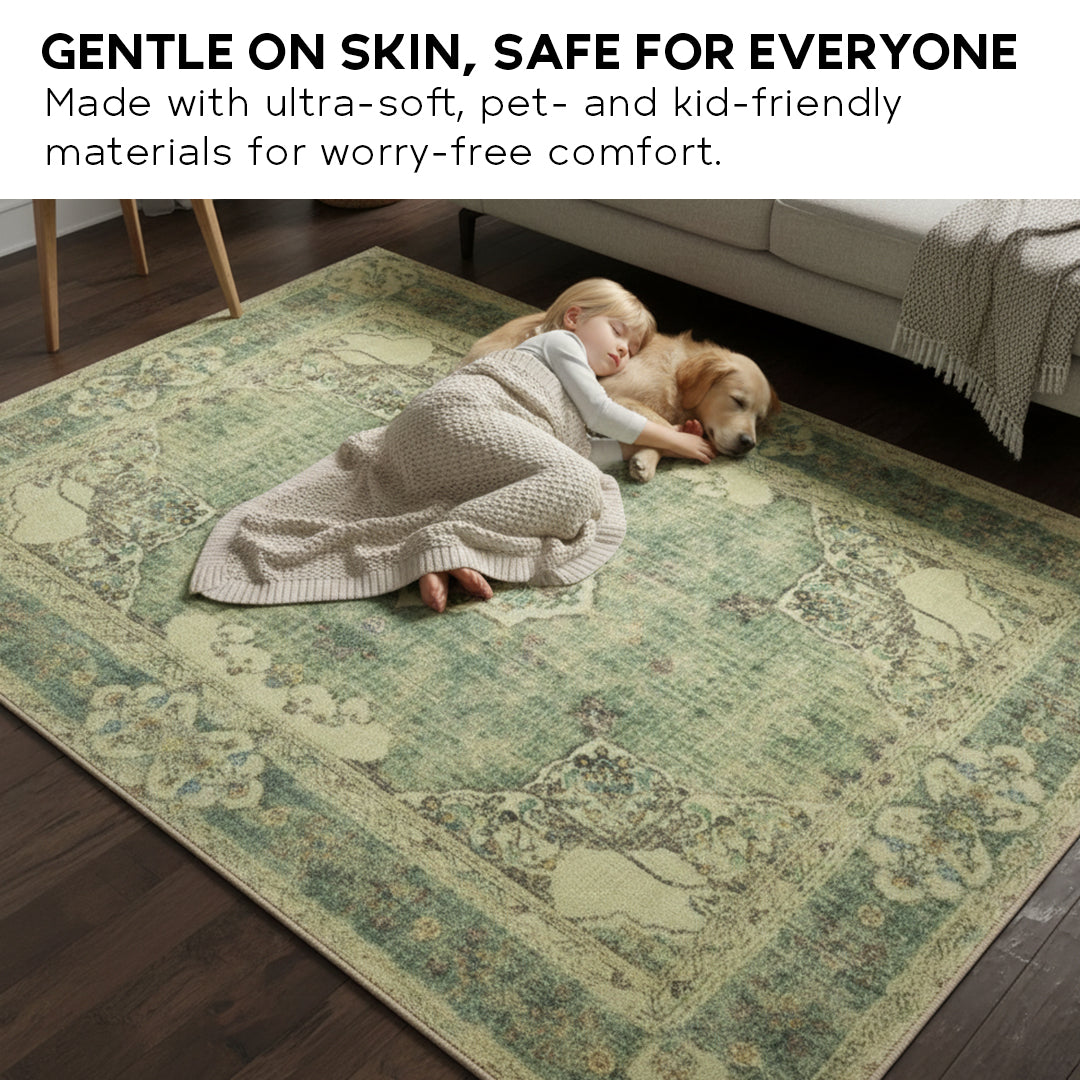 Muddy Carpet Majestic Washable Area Rugs for Living Room, Bedroom & Dining Room – Modern Soft Low Pile Non Slip Carpet – Pet Friendly Waterproof Foldable Rugs for Home