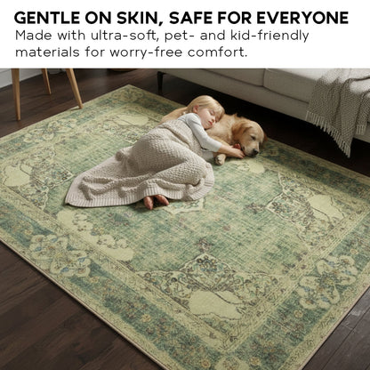 Muddy Carpet Majestic Washable Area Rugs for Living Room, Bedroom & Dining Room – Modern Soft Low Pile Non Slip Carpet – Pet Friendly Waterproof Foldable Rugs for Home