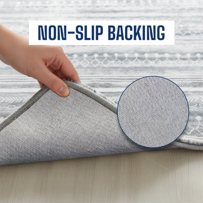Muddy Carpet Greyline Washable Area Rugs for Living Room, Bedroom & Dining Room – Modern Soft Low Pile Non Slip Carpet – Pet Friendly Waterproof Foldable Rugs for Home