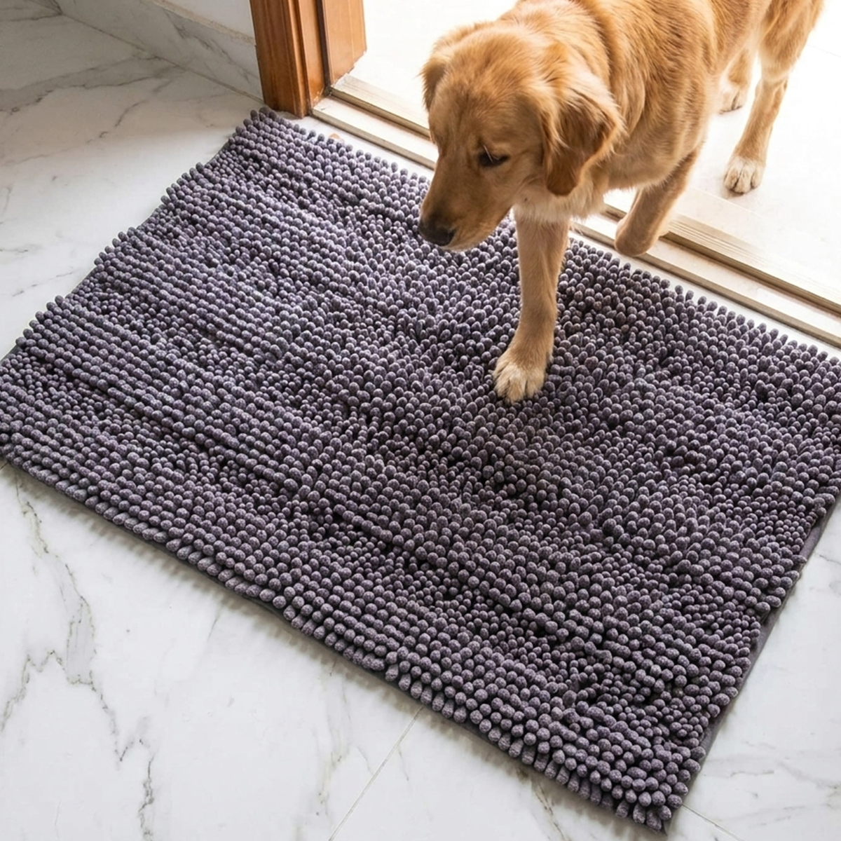 Muddymats® StripeMax Dog Floor Mat for Muddy Paws – Thick Plush Striped Chenille Muddy Carpet®, Super Water Absorbent Microfiber, Quick Dry, Slip Resistant Washable Indoor Mat