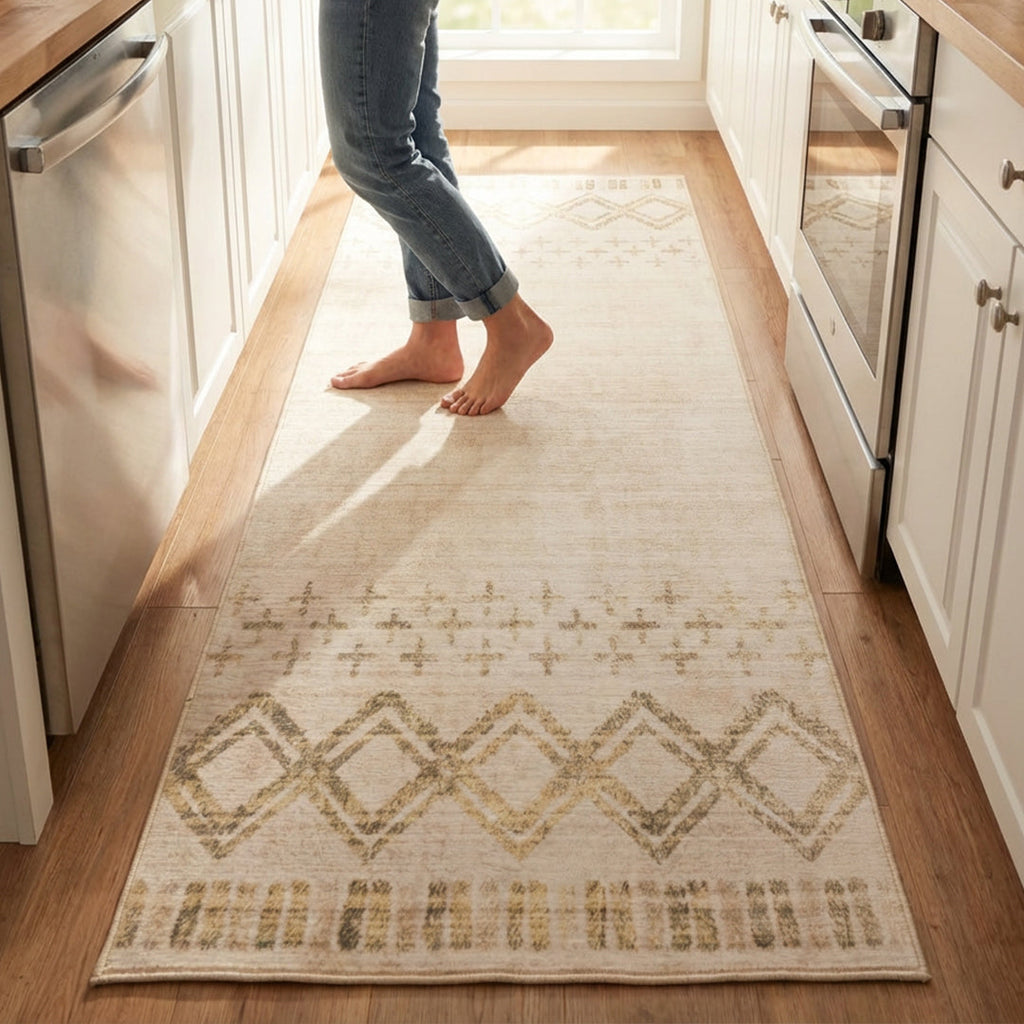 Muddy Carpet Tribal Washable Area Rugs for Living Room, Bedroom & Dining Room – Modern Soft Low Pile Non Slip Carpet – Pet Friendly Waterproof Foldable Rugs for Home