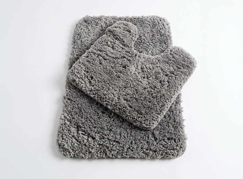 Muddymats® Fluffy Bathroom Rugs 2 Piece Set, Soft Absorbent Microfiber Bath Mats, Non Slip, Quick Dry, Machine Washable for Floor, Tub, Shower & Toilet, 20"x30" + 20"x20" U-Shaped
