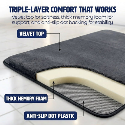 Muddymats® Memory Foam Bath Mat Set 2 Piece – Velvet Soft Non Slip Bathroom Rugs Set, Thick Absorbent Washable Bath Mats for Bathroom Floor and Shower, 20"x30" + 20"x20" U-Shaped