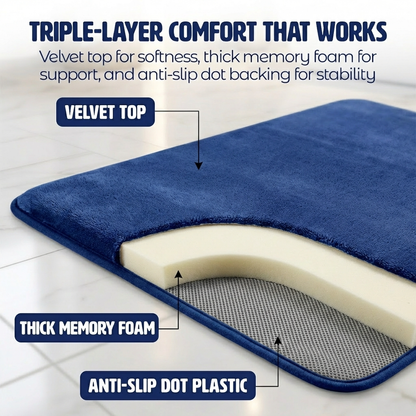 Muddymats® Memory Foam Bath Mat – Velvet Soft Non Slip Bathroom Rugs, Thick Absorbent Bath Rugs, Washable Bath Mat for Bathroom Floor and Shower