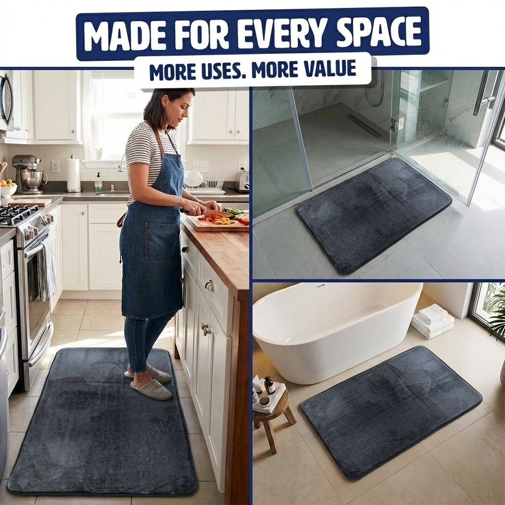 Muddymats® Memory Foam Bath Mat Set 2 Piece – Velvet Soft Non Slip Bathroom Rugs Set, Thick Absorbent Washable Bath Mats for Bathroom Floor and Shower, 20"x30" + 20"x20" U-Shaped