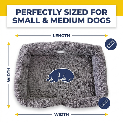 Muddymats® Rectangle Dog Bed — Real Memory Foam Support, Cozy Chenille Cover, Machine Washable | Fits Small to Large Dogs