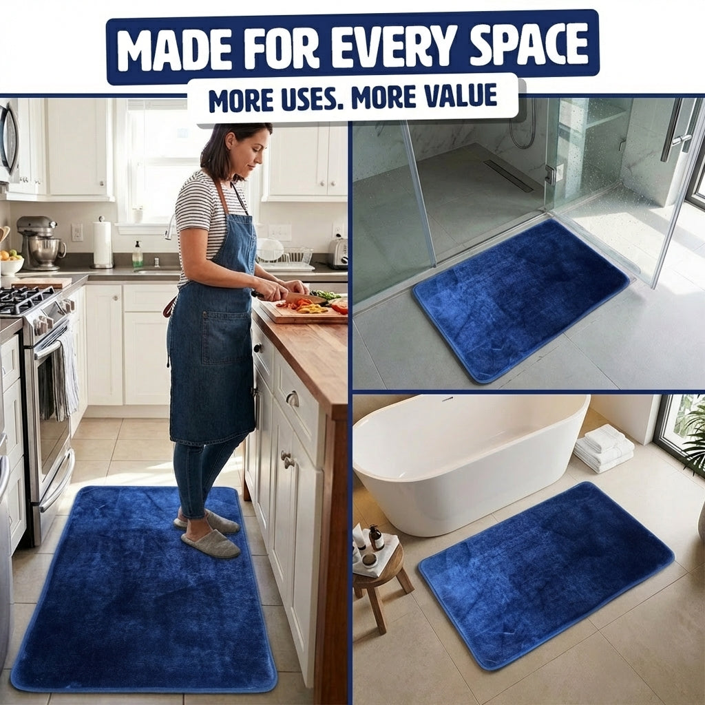 Muddymats® Memory Foam Bath Mat – Velvet Soft Non Slip Bathroom Rugs, Thick Absorbent Bath Rugs, Washable Bath Mat for Bathroom Floor and Shower
