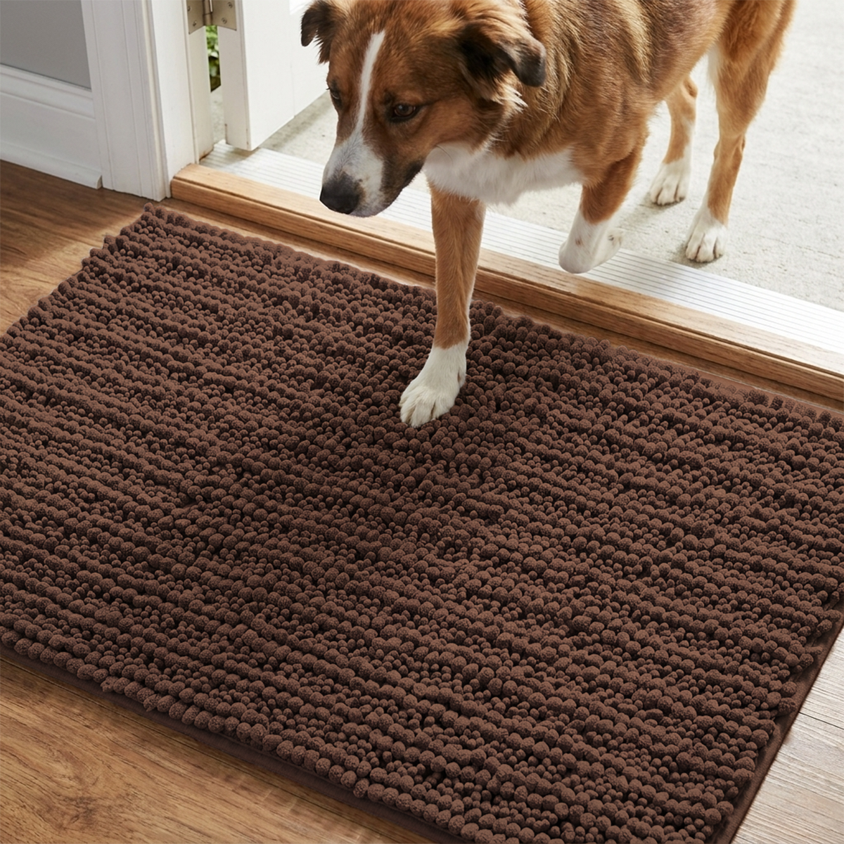 Muddymats® DuoMax Dog Door Mat for Muddy Paws – Dual-Texture Absorbent Mat Chenille Entryway Muddy Carpet®, Microfiber Quick Dry, Slip Resistant Machine Washable Indoor Mat