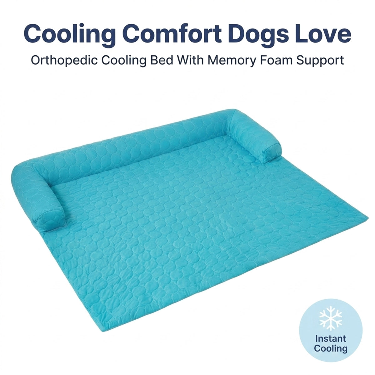 Muddymats® Ice Silk Cooling Dog Bed with Orthopedic Memory Foam & Bolster Rim, Self-Cooling Breathable Pet Sofa Bed, Extra-Wide Sofa Protection, Non-Slip, Detachable & Machine Washable