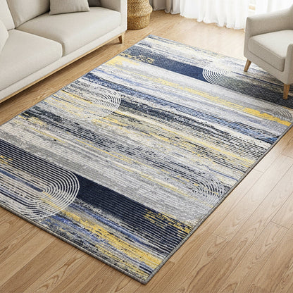 Muddy Carpet Horizon Washable Area Rugs for Living Room, Bedroom & Dining Room – Modern Soft Low Pile Non Slip Carpet – Pet Friendly Waterproof Foldable Rugs for Home