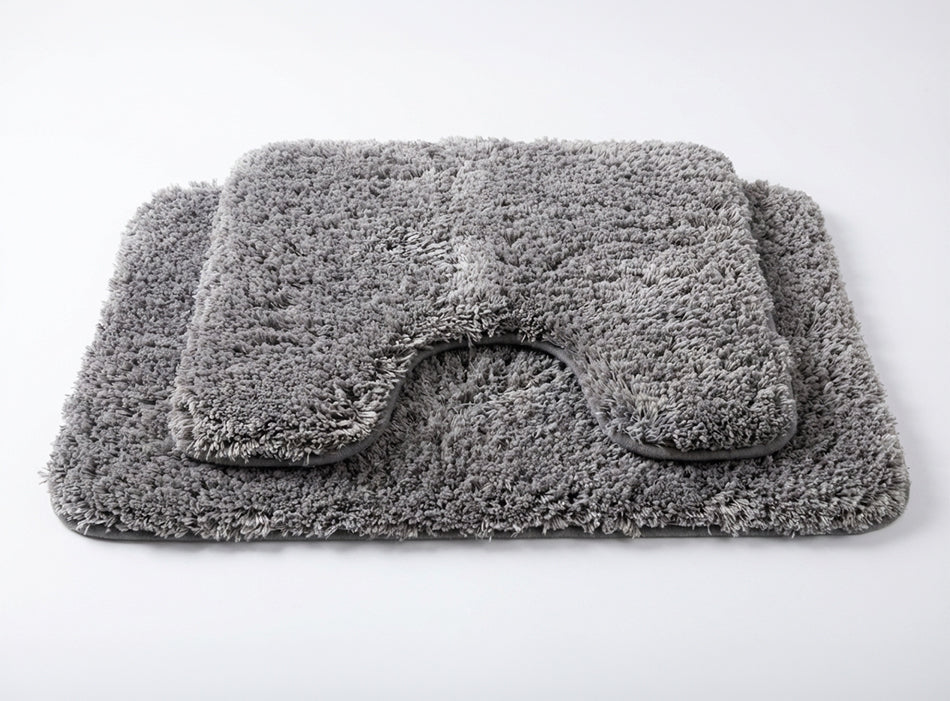 Muddymats® Fluffy Bathroom Rugs 2 Piece Set, Soft Absorbent Microfiber Bath Mats, Non Slip, Quick Dry, Machine Washable for Floor, Tub, Shower & Toilet, 20"x30" + 20"x20" U-Shaped