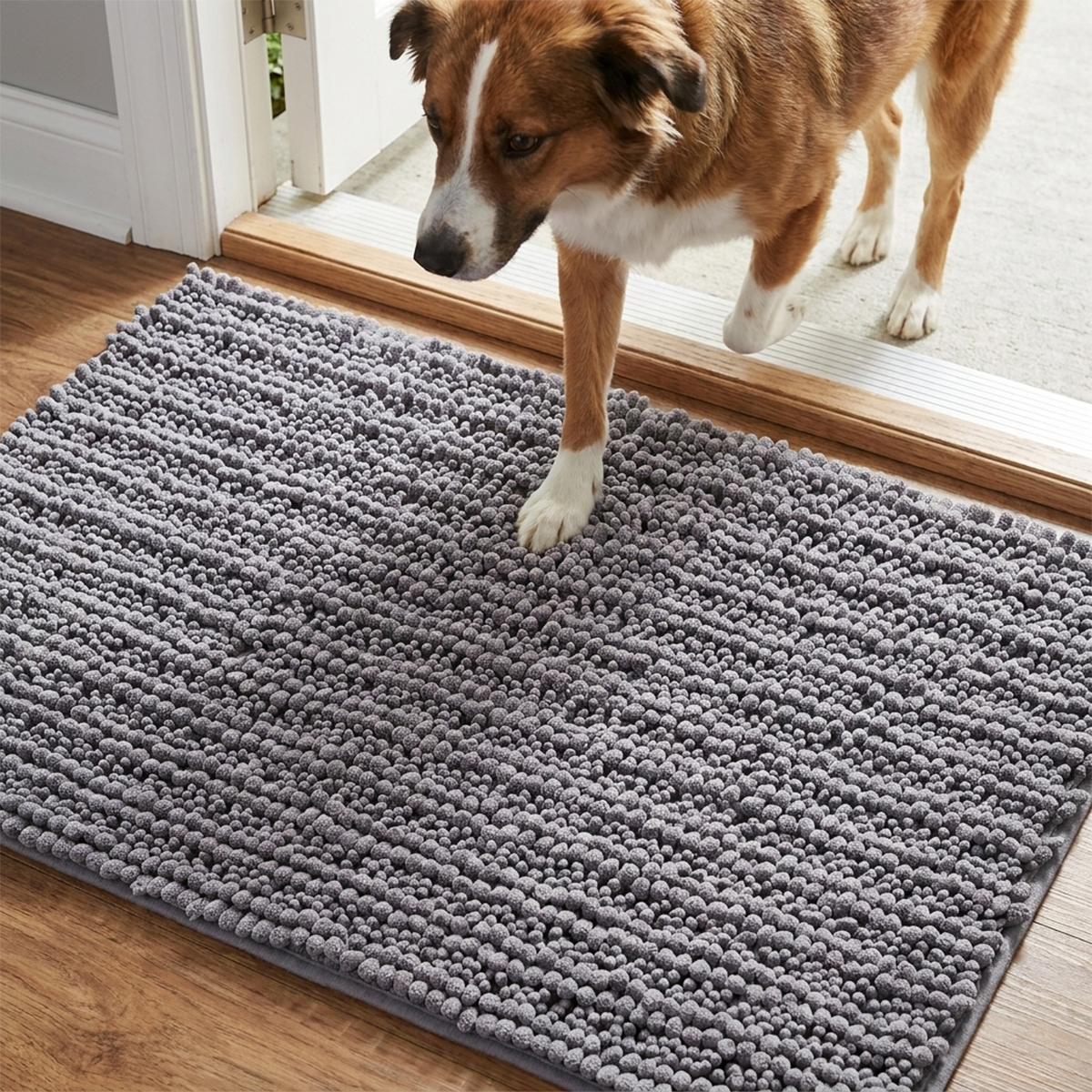 Muddymats® DuoMax Dog Door Mat for Muddy Paws – Dual-Texture Absorbent Mat Chenille Entryway Muddy Carpet®, Microfiber Quick Dry, Slip Resistant Machine Washable Indoor Mat