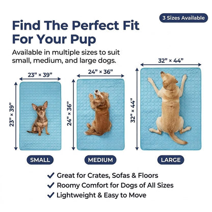 Muddymats® Self-Cooling Dog Mat, Ice Silk Cooling Pad for Dogs & Cats, No Water or Electricity Needed, Easy to Clean Non-Slip Summer Pet Mat for Indoor & Outdoor, Sofa, Crate & Car