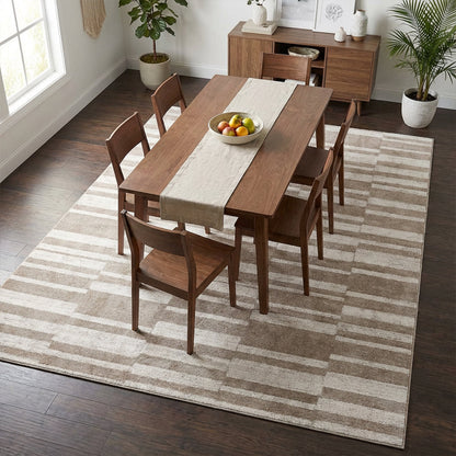 Muddy Carpet Brickline Washable Area Rugs for Living Room, Bedroom & Dining Room – Modern Soft Low Pile Non Slip Carpet – Pet Friendly Waterproof Foldable Rugs for Home