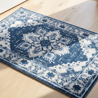Muddy Carpet Navybell Washable Area Rugs for Living Room, Bedroom & Dining Room – Modern Soft Low Pile Non Slip Carpet – Pet Friendly Waterproof Foldable Rugs for Home