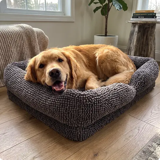 Muddymats® Rectangle Dog Bed — Real Memory Foam Support, Cozy Chenille Cover, Machine Washable | Fits Small to Large Dogs