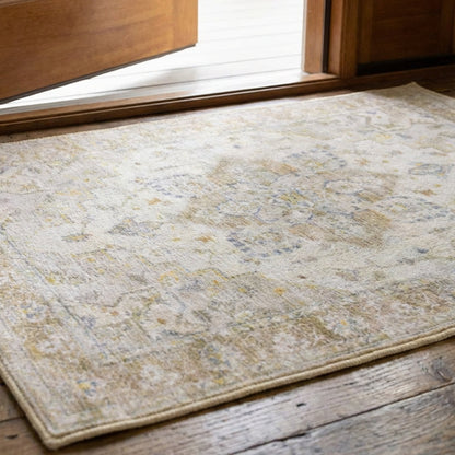 Muddy Carpet Champagne Washable Area Rugs for Living Room, Bedroom & Dining Room – Modern Soft Low Pile Non Slip Carpet – Pet Friendly Waterproof Foldable Rugs for Home