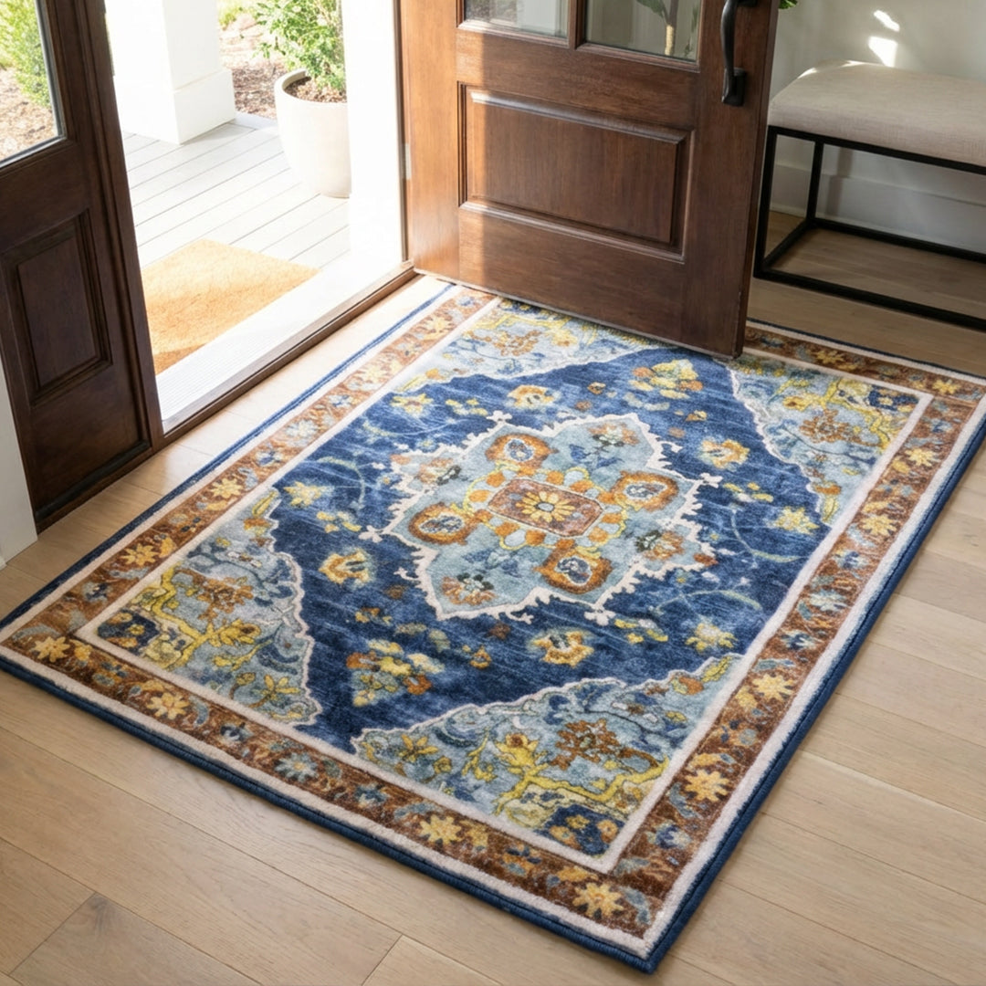 Muddy Carpet Mosaic Washable Area Rugs for Living Room, Bedroom & Dining Room – Modern Soft Low Pile Non Slip Carpet – Pet Friendly Waterproof Foldable Rugs for Home