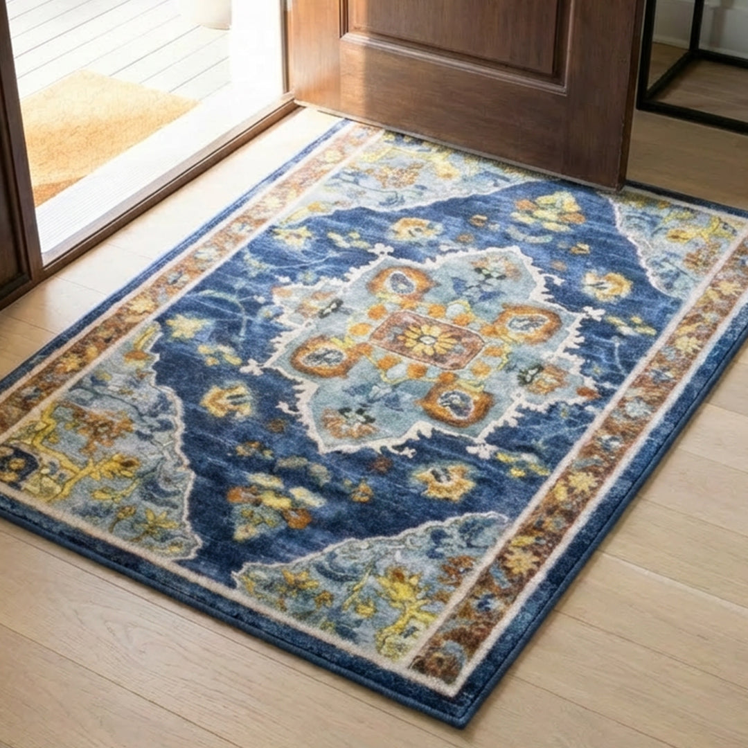 Muddy Carpet Mosaic Washable Area Rugs for Living Room, Bedroom & Dining Room – Modern Soft Low Pile Non Slip Carpet – Pet Friendly Waterproof Foldable Rugs for Home