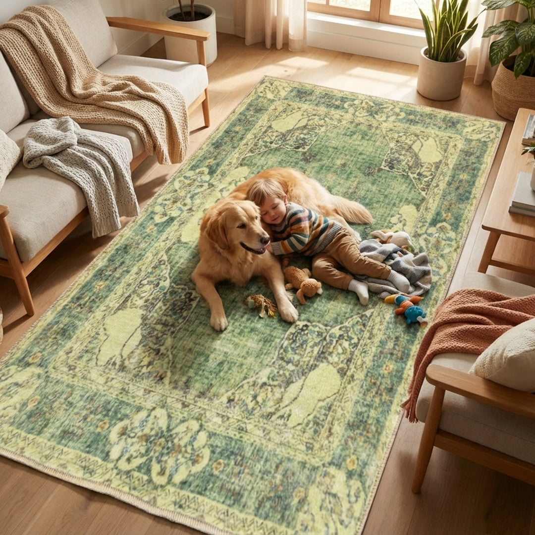 Muddy Carpet Majestic Washable Area Rugs for Living Room, Bedroom & Dining Room – Modern Soft Low Pile Non Slip Carpet – Pet Friendly Waterproof Foldable Rugs for Home