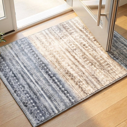 Muddy Carpet Greyline Washable Area Rugs for Living Room, Bedroom & Dining Room – Modern Soft Low Pile Non Slip Carpet – Pet Friendly Waterproof Foldable Rugs for Home