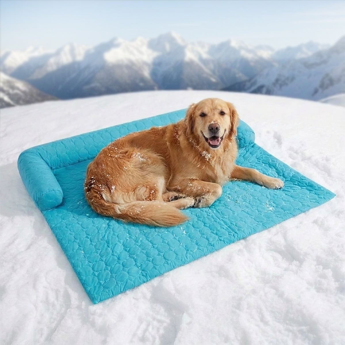 Muddymats® Ice Silk Cooling Dog Bed with Orthopedic Memory Foam & Bolster Rim, Self-Cooling Breathable Pet Sofa Bed, Extra-Wide Sofa Protection, Non-Slip, Detachable & Machine Washable