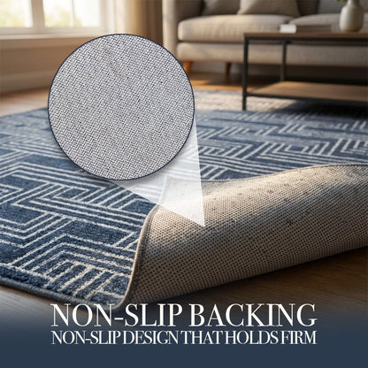 Muddy Carpet Cipher Washable Area Rugs for Living Room, Bedroom & Dining Room – Modern Soft Low Pile Non Slip Carpet – Pet Friendly Waterproof Foldable Rugs for Home