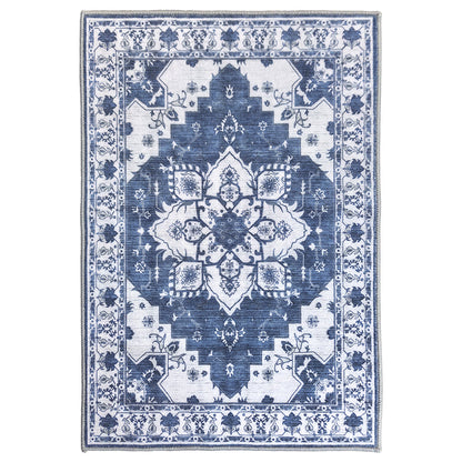 Muddy Carpet Navybell Washable Area Rugs for Living Room, Bedroom & Dining Room – Modern Soft Low Pile Non Slip Carpet – Pet Friendly Waterproof Foldable Rugs for Home