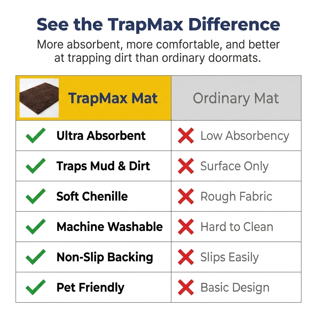 Muddymats® T.Max Dog Door Mat for Muddy Paws – Dirt-Trapping Chenille Entryway Muddy Carpet®, Super Water Absorbent Microfiber, Quick Dry, Slip Resistant Washable Indoor Mat