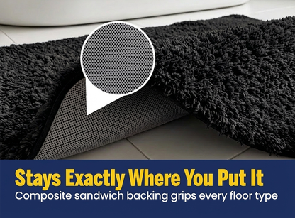 Muddymats® Fluffy Bathroom Rug, Soft Absorbent Microfiber Bath Mat, Non Slip, Quick Dry, Machine Washable for Bathroom Floor, Tub, Shower, Toilet and Sink