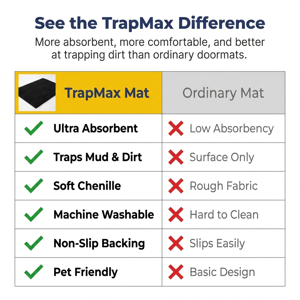 Muddymats® T.Max Dog Door Mat for Muddy Paws – Dirt-Trapping Chenille Entryway Muddy Carpet®, Super Water Absorbent Microfiber, Quick Dry, Slip Resistant Washable Indoor Mat