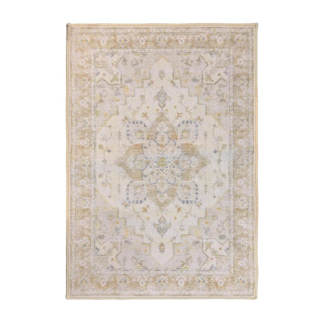 Muddy Carpet Champagne Washable Area Rugs for Living Room, Bedroom & Dining Room – Modern Soft Low Pile Non Slip Carpet – Pet Friendly Waterproof Foldable Rugs for Home