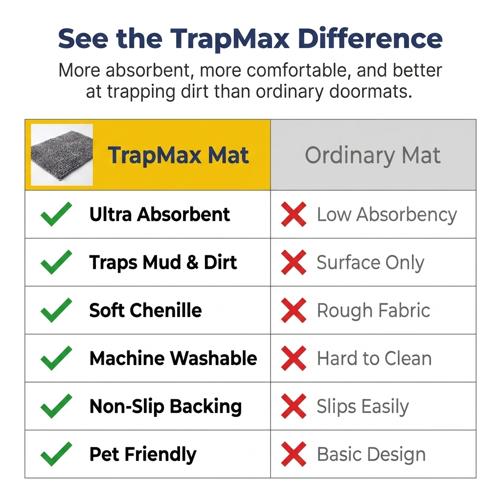Muddymats® T.Max Dog Door Mat for Muddy Paws – Dirt-Trapping Chenille Entryway Muddy Carpet®, Super Water Absorbent Microfiber, Quick Dry, Slip Resistant Washable Indoor Mat