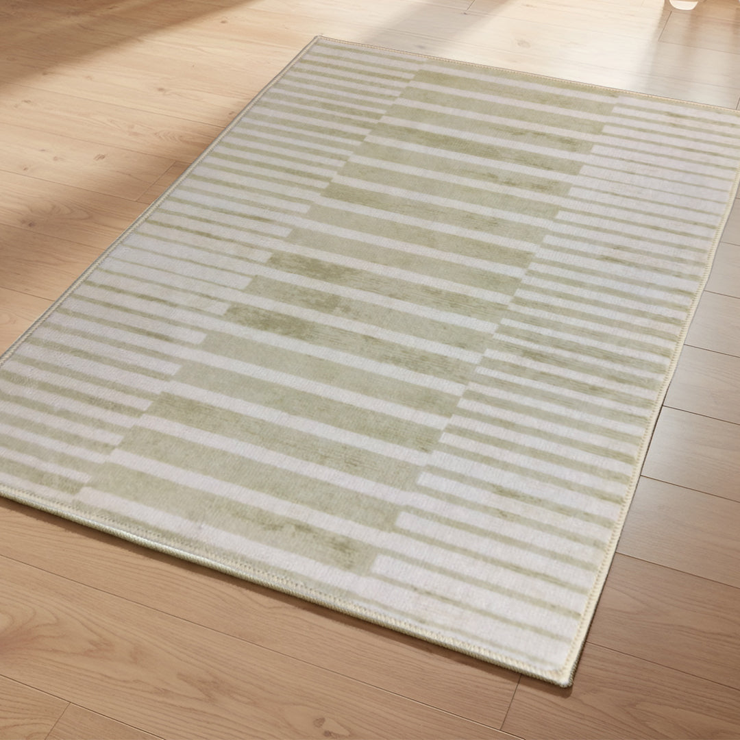 Muddy Carpet Creamline Washable Area Rugs for Living Room, Bedroom & Dining Room – Modern Soft Low Pile Non Slip Carpet – Pet Friendly Waterproof Foldable Rugs for Home
