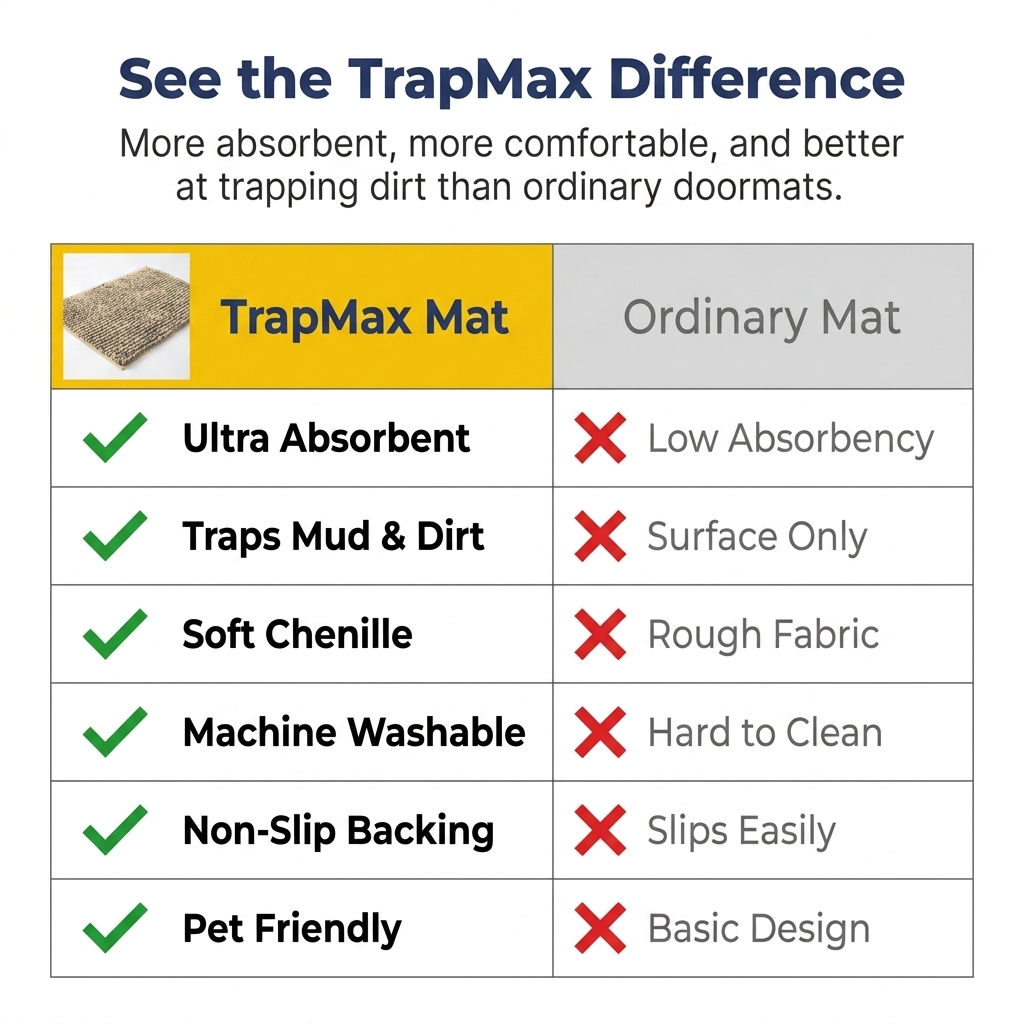 Muddymats® T.Max Dog Door Mat for Muddy Paws – Dirt-Trapping Chenille Entryway Muddy Carpet®, Super Water Absorbent Microfiber, Quick Dry, Slip Resistant Washable Indoor Mat