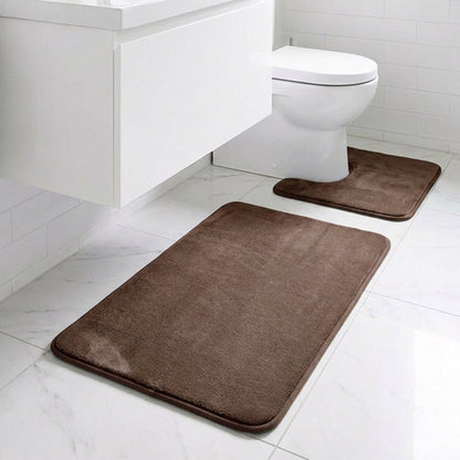 Muddymats® Memory Foam Bath Mat Set 2 Piece – Velvet Soft Non Slip Bathroom Rugs Set, Thick Absorbent Washable Bath Mats for Bathroom Floor and Shower, 20"x30" + 20"x20" U-Shaped