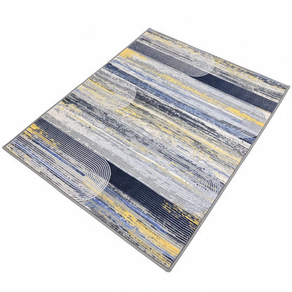 Muddy Carpet Horizon Washable Area Rugs for Living Room, Bedroom & Dining Room – Modern Soft Low Pile Non Slip Carpet – Pet Friendly Waterproof Foldable Rugs for Home