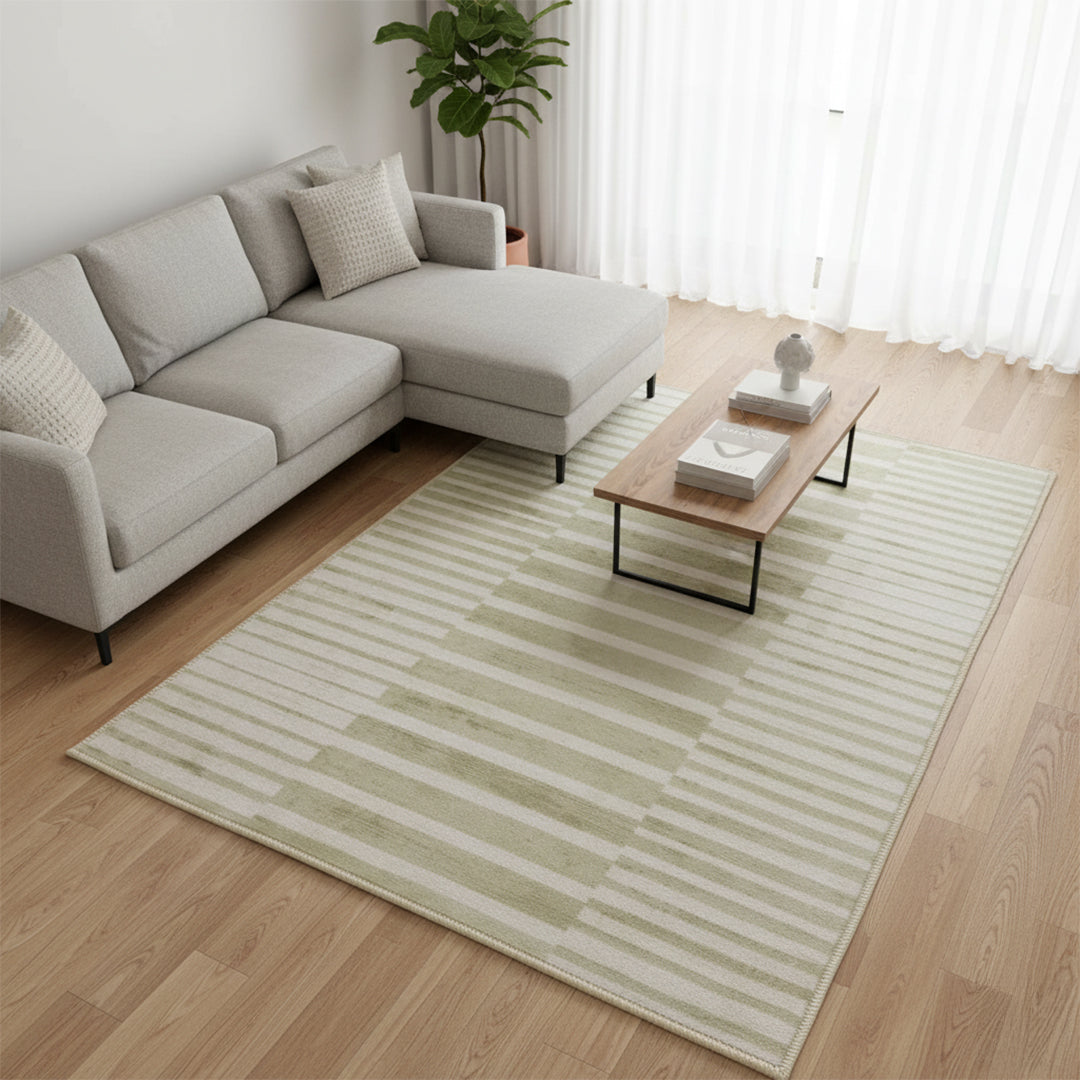 Muddy Carpet Creamline Washable Area Rugs for Living Room, Bedroom & Dining Room – Modern Soft Low Pile Non Slip Carpet – Pet Friendly Waterproof Foldable Rugs for Home