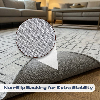 Muddy Carpet Strata Washable Area Rugs for Living Room, Bedroom & Dining Room – Modern Soft Low Pile Non Slip Carpet – Pet Friendly Waterproof Foldable Rugs for Home