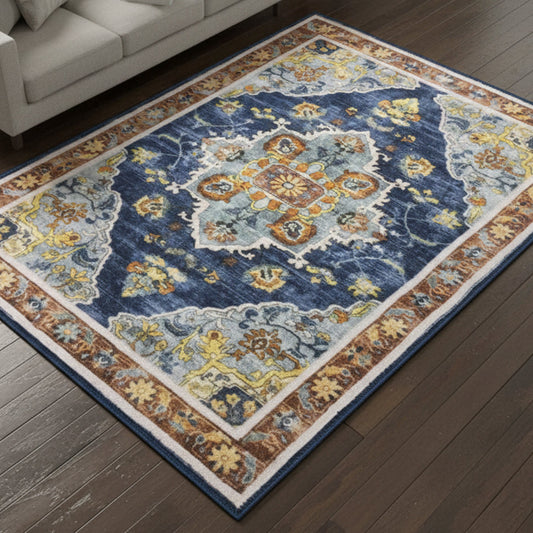 Muddy Carpet Mosaic Washable Area Rugs for Living Room, Bedroom & Dining Room – Modern Soft Low Pile Non Slip Carpet – Pet Friendly Waterproof Foldable Rugs for Home