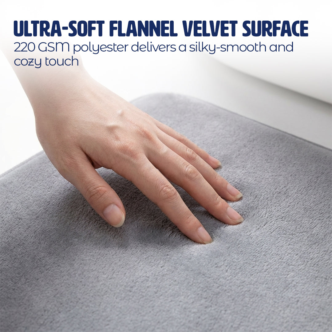 Muddymats® Memory Foam Bath Mat Set 2 Piece – Velvet Soft Non Slip Bathroom Rugs Set, Thick Absorbent Washable Bath Mats for Bathroom Floor and Shower, 20"x30" + 20"x20" U-Shaped