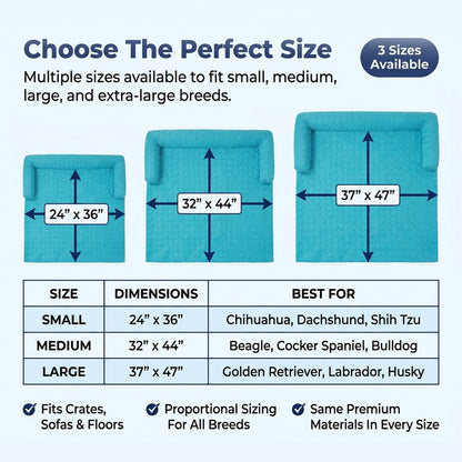 Muddymats® Ice Silk Cooling Dog Bed with Orthopedic Memory Foam & Bolster Rim, Self-Cooling Breathable Pet Sofa Bed, Extra-Wide Sofa Protection, Non-Slip, Detachable & Machine Washable