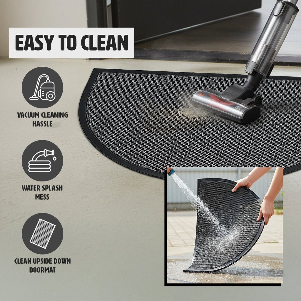 Muddymats® Semi-Circle Meshy Door Mat Heavy-Duty Quick-Dry Floor Mat, Sand & Dirt Trapper for Indoor & Outdoor, Ideal for Entrance, Patios & Garages, Low-Profile, Non-Slip, Washable, Mudroom