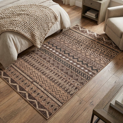 Muddy Carpet Nomad Washable Area Rugs for Living Room, Bedroom & Dining Room – Modern Soft Low Pile Non Slip Carpet – Pet Friendly Waterproof Foldable Rugs for Home