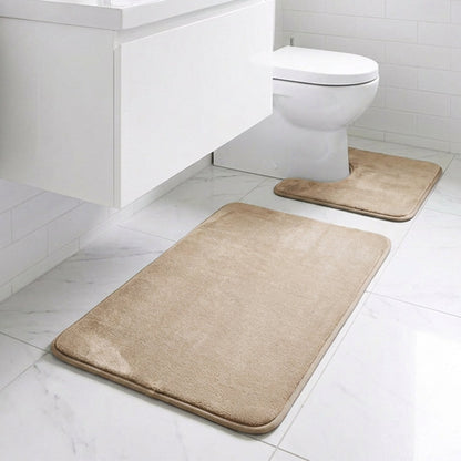 Muddymats® Memory Foam Bath Mat Set 2 Piece – Velvet Soft Non Slip Bathroom Rugs Set, Thick Absorbent Washable Bath Mats for Bathroom Floor and Shower, 20"x30" + 20"x20" U-Shaped