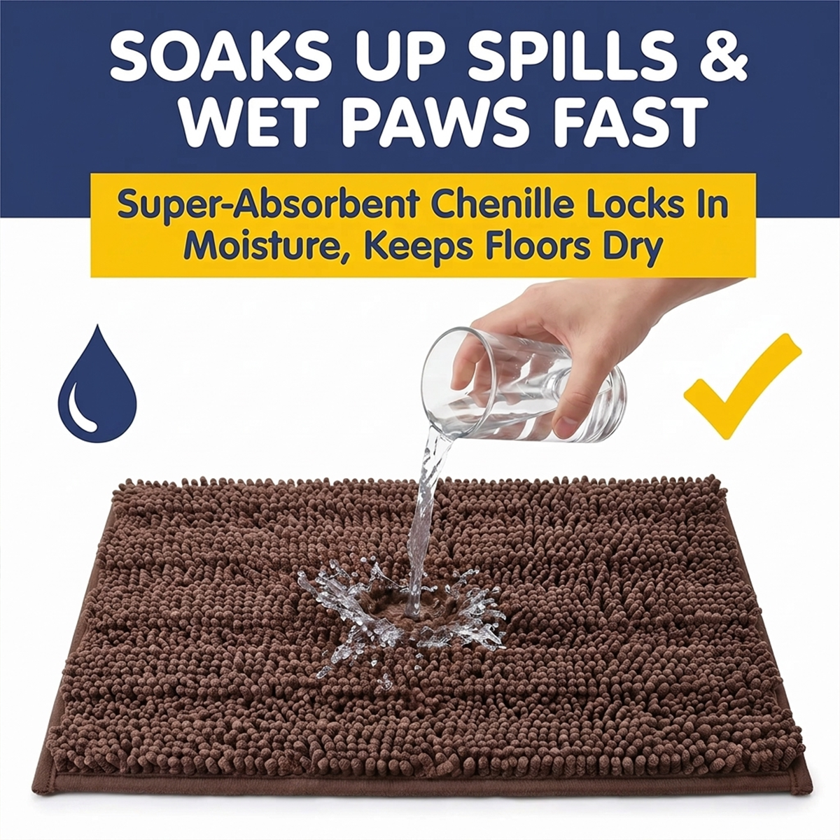 Muddymats® StripeMax Dog Floor Mat for Muddy Paws – Thick Plush Striped Chenille Muddy Carpet®, Super Water Absorbent Microfiber, Quick Dry, Slip Resistant Washable Indoor Mat
