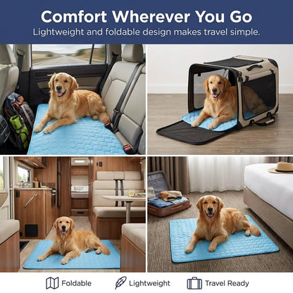 Muddymats® Self-Cooling Dog Mat, Ice Silk Cooling Pad for Dogs & Cats, No Water or Electricity Needed, Easy to Clean Non-Slip Summer Pet Mat for Indoor & Outdoor, Sofa, Crate & Car